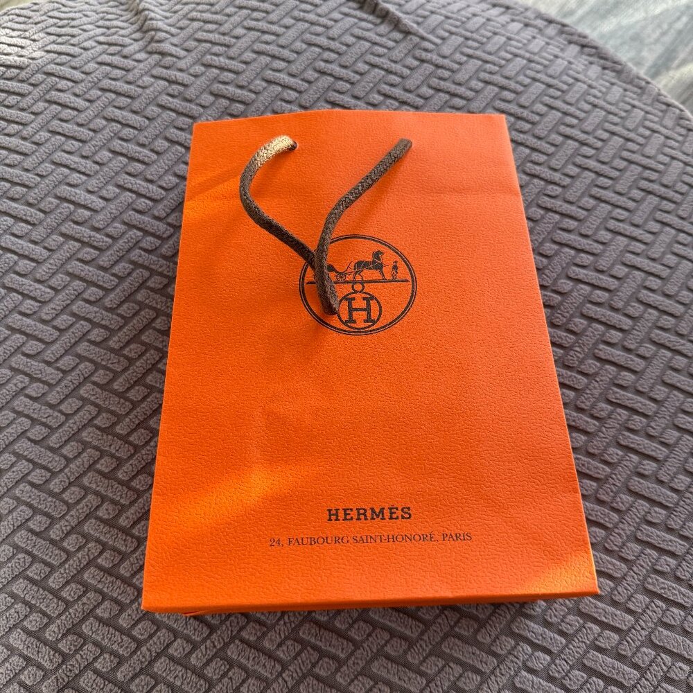 AUTHENTIC HERMES Orange Shopping Gift Bag Tote 8.5'' x 6''' x 2.75''
